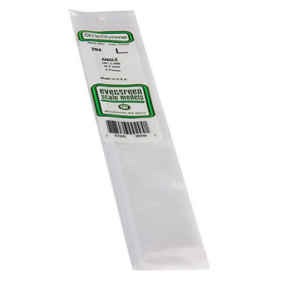 .125'' (3.2MM) Opaque White Polystyrene Angle EVG294 by Evergreen Scale Models