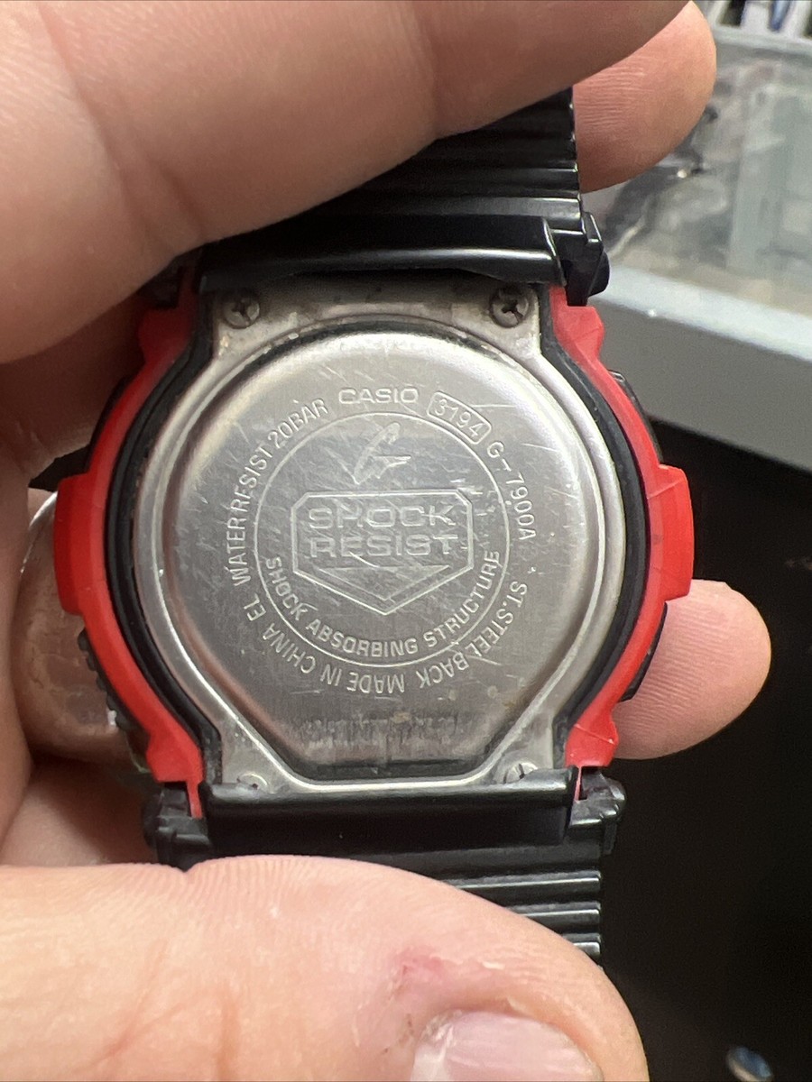 Casio G-Shock 3194 G-7900A Tide Moon Digital Watch Rescue Red | eBay