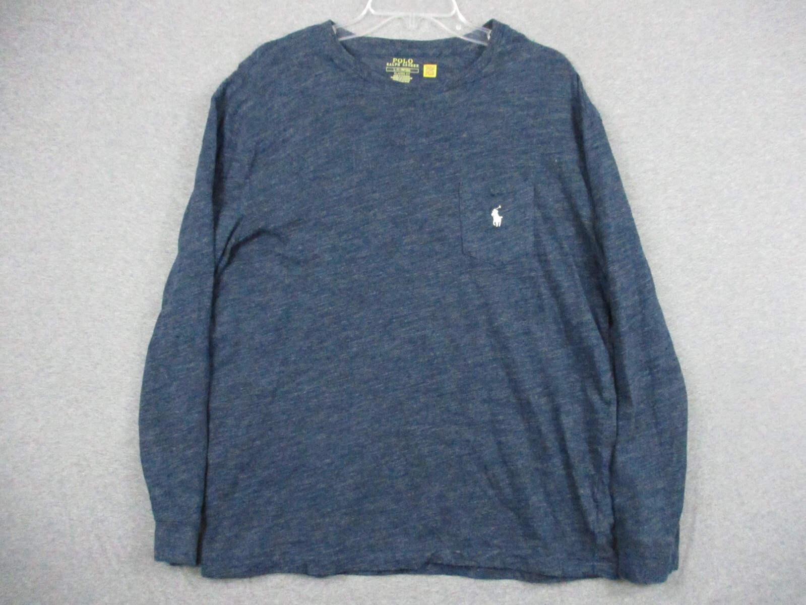 Polo Ralph Lauren camicia grande uomo manica lunga classica erica blu bianco pony