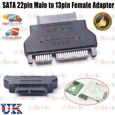 SATA 22Pin 22p Stecker auf ODD Slimline SATA 13 Pin Buchse CD-ROM Konverter Adapter