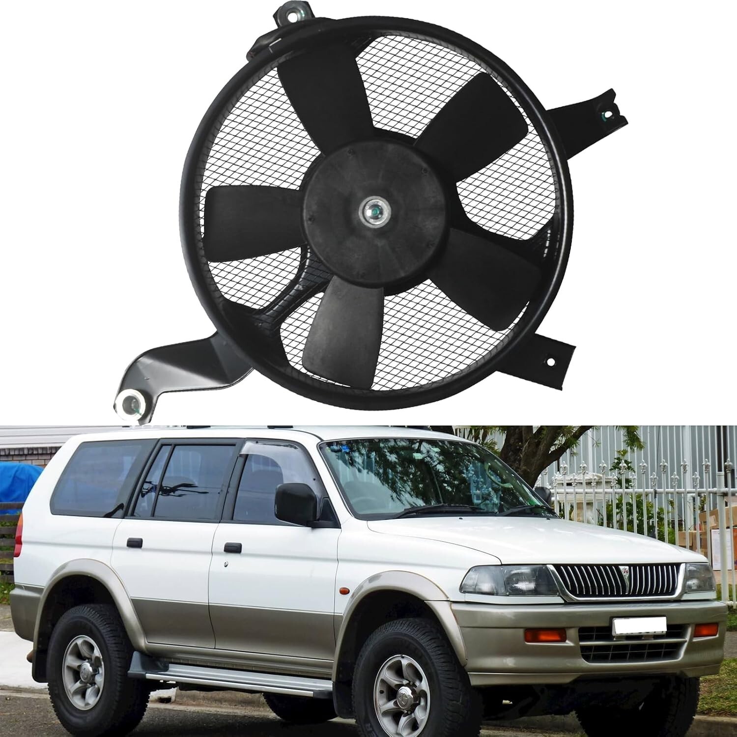 1992-2000 Mitsubishi Montero AC Condenser Radiator Cooling Fan Assembly