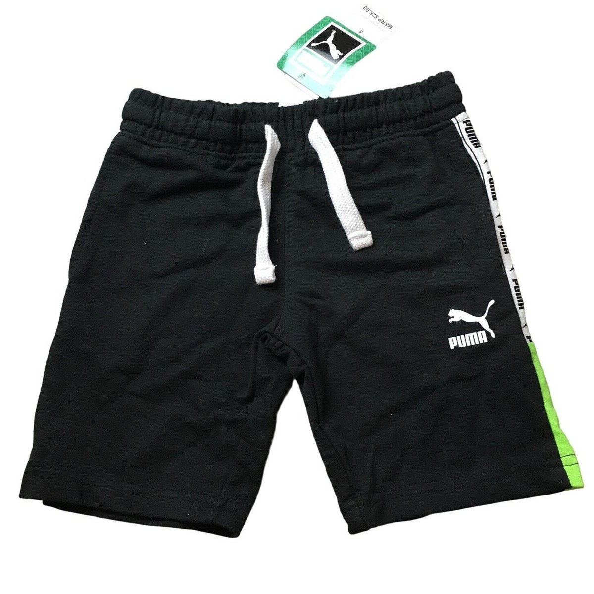 NWT Puma Kids Boys Sweat Shorts Drawstring Stretch Logo Side Tape
