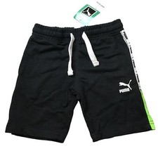 NWT Puma Kids Boys Sweat Shorts Drawstring Stretch Logo Side Tape Black 5