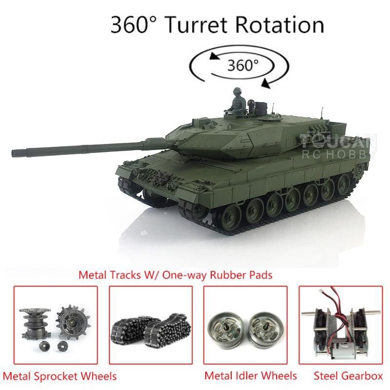 Char Henglong Leopard 2A6 1/16 RC - Édition 3889 - Chenilles Métal & Fumée
