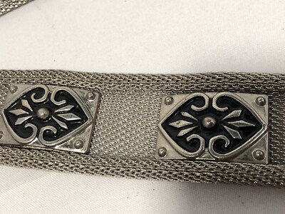 Vintage Metal Silver Tone Mesh Belt Women display picture 3