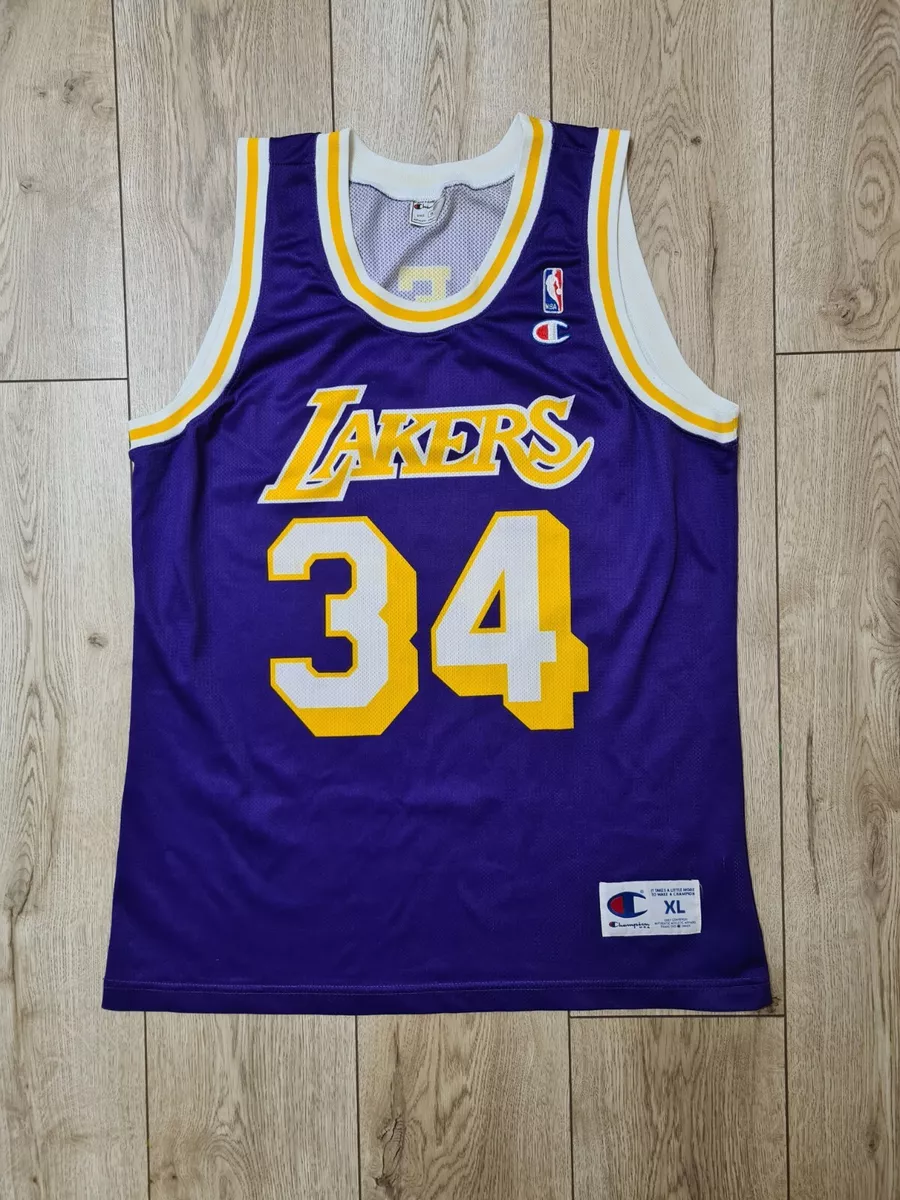 LA LAKERS VINTAGE SHAQUILLE O'Neal 34 CHAMPION BASKETBALL SHIRT JERSEY  RETRO sXL