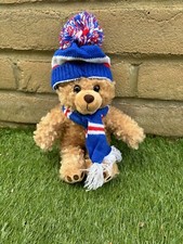 Glasgow Rangers Teddy Bear Bobble Hat & Scarf Red/blue/white Brand New 10 Inches