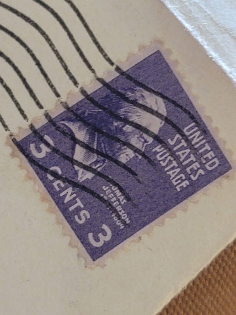 US 1938 3c Sc-807 Thomas Jefferson Deep Violet Mint on paper - US