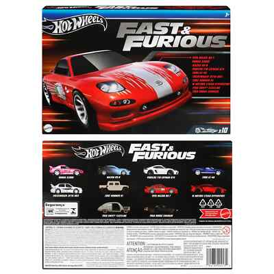 Hot Wheels Fast & Furious 10-Car Pack Mini Cars Age 3+ Multi HVX27
