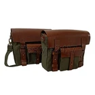 Fit For Royal Enfield "Leather & Canvas Saddle Bags D11" For Reborn & Meteor 350