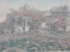 Wallace Nutting Over the Lane Wall 9.25" x 6" in a Rustic 17' x 13" glass frame