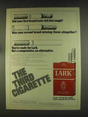 1976 Lark Cigarettes Ad - First Taste Rich but Rough