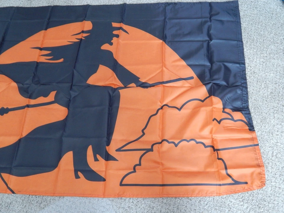FELIZ HALLOWEEN BRUJA 3X5 PIES DECORACIÓN DE TEMPORADA BANDERA POLIÉSTER CASA EXTERIOR NARANJA Foto 2 de 4