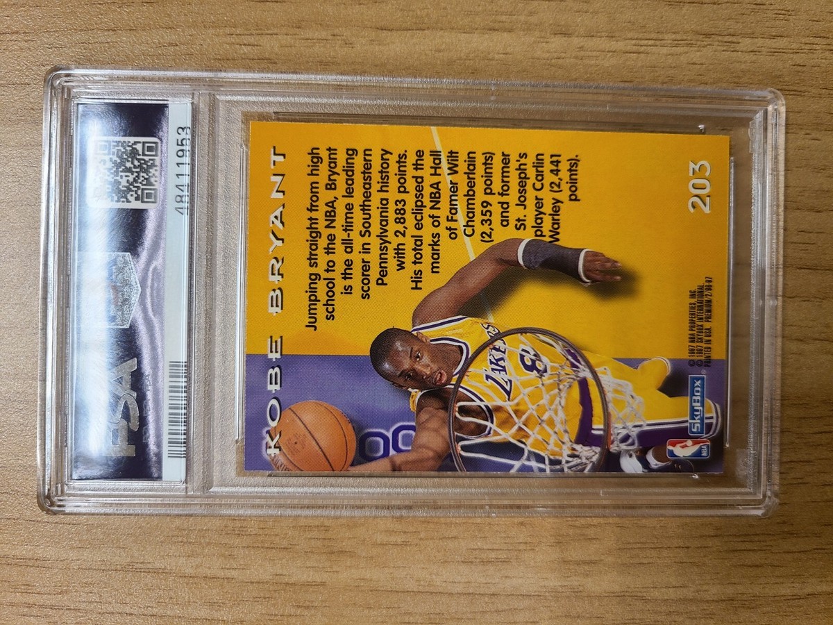 PSA 9 Mint Card 1996 Skybox Premium Kobe Bryant #203 Rookie Card
