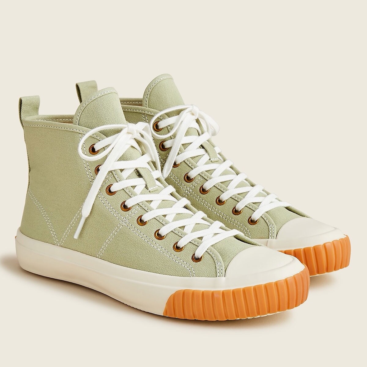J Crew NWB $88 Crew High-Top Cotton Canvas Sneakers in Pistachio Sz 7h 