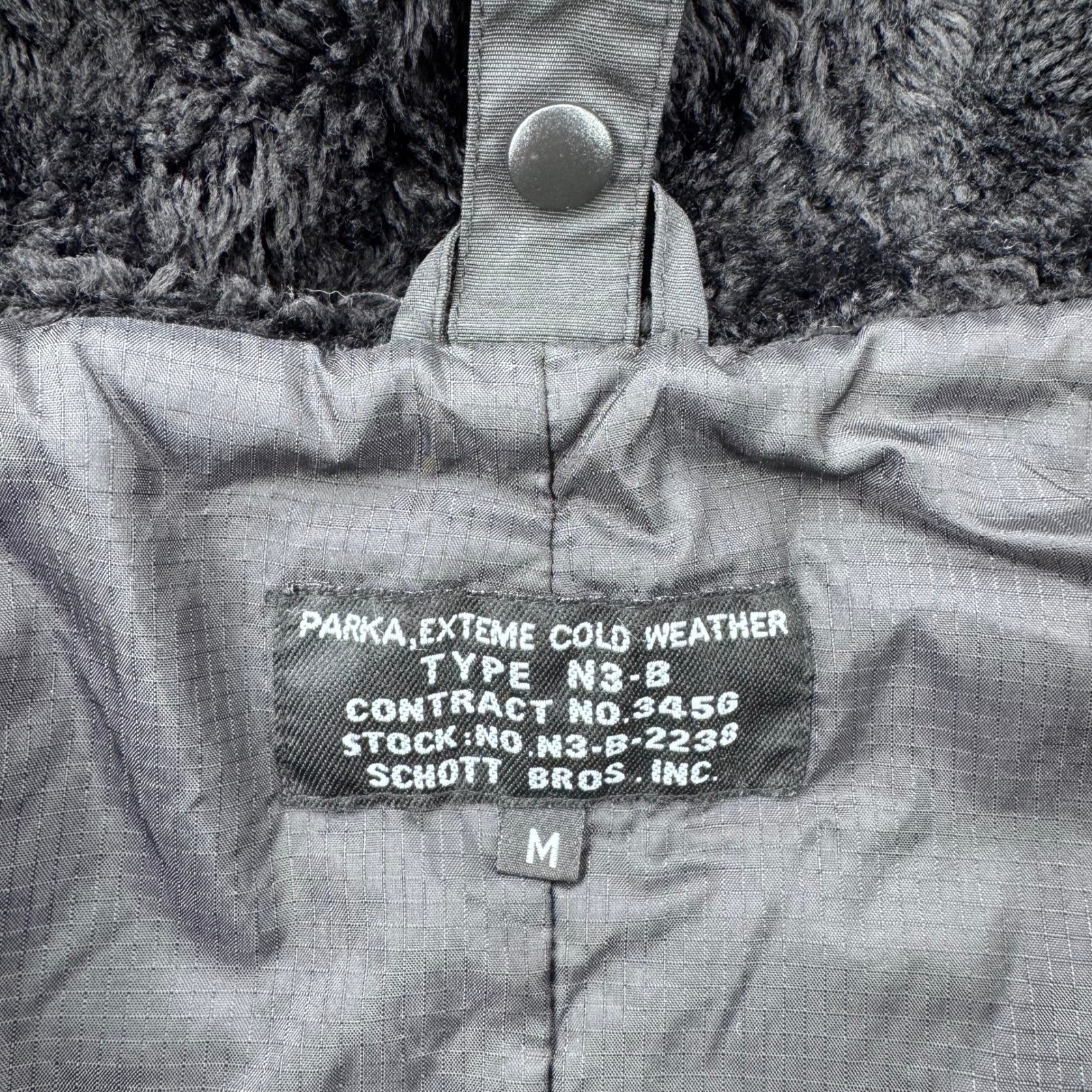 Schott Parka Coat Men Medium Black N-3B Fur Lined Puffer Bomber Jacket Insulated