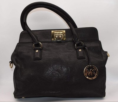 Michael Kors Large Leather Astrid Satchel Bag in Black