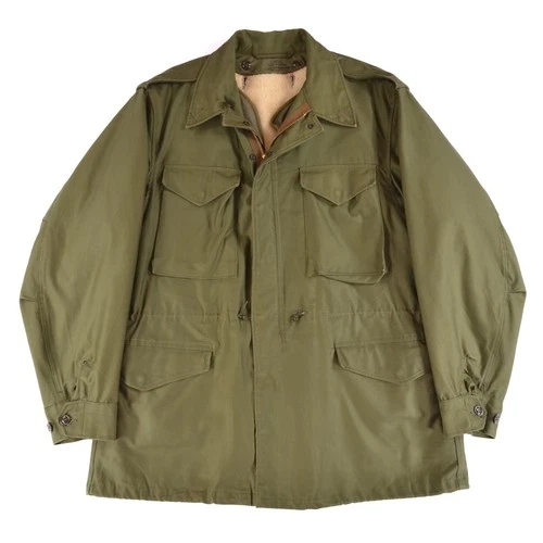Vintage 50s 1951 M51 Field Korean War Green Olive Jacket & Liner Mens Long Large