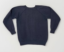 Vintage 1960s 70s pullover sweatshirt crewneck navy blue blank raglan washed out