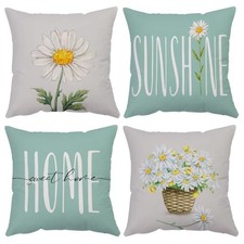 Daisy Pillow Covers 18x18 Set of 4 Summer Throw 18" x 18" Pack of 4 Summer-08