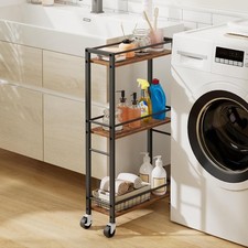 Slim Rolling Cart Mobile Kitchen Cart on Wheels Narrow Storage Cart Small Space