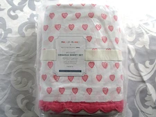 Pottery Barn Roller Rabbit PINK Hearts Organic Sheet Set, TWIIN/TWIN XL, NEW