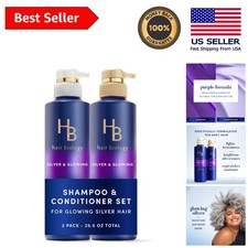 Biotin-Infused Purple Shampoo Conditioner Set for Grey Hair - 12.8 Fl Oz Each