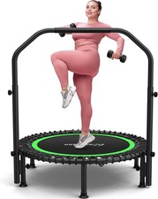 450lbs Exercise Trampoline w/Adjustable Handle Round 40'' Jumping Rebounder