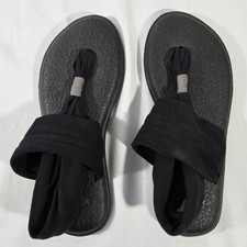 Sanuk yoga sling sandals black akle strap slipper size 6
