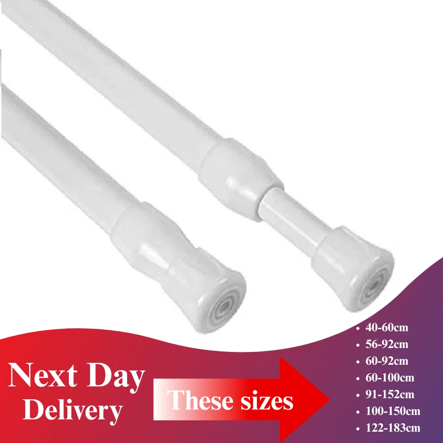 Extendable Spring Loaded Tension Rod Telescopic Net Voile Curtain Rail Pole Rods - Image 1 of 4