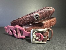 Etienne Aigner Womens Genuine Leather Reptile Pattern Belt Brown C313r Sz L