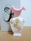 Fenton Glass "SQUARE HP ROSALENE VASE" QVC Exclusive  Signed by Tom Fenton NIB