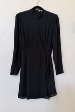 New Reformation Ottessa Long-Sleeve Surplice Wrap Minidress In Black Sz XL  $248