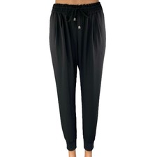 Zara Women's Black High Waisted Drawstring Tapered Jogger Sweat Pants Size S
