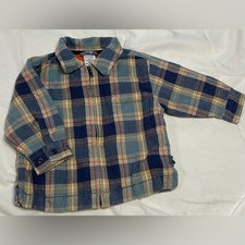 Gymboree Boys Zip-Up Jacket - Blue Plaid with Orange Lining