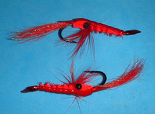 FLY FISHING FLIES - Red SQUAMISH POACHER Steelhead Prawn, size #2 (3 pcs.)