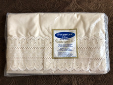 Vintage Wamsutta Penobscot Supercale Plus Cream Eyelet DoubleFlat Sheet USA MADE