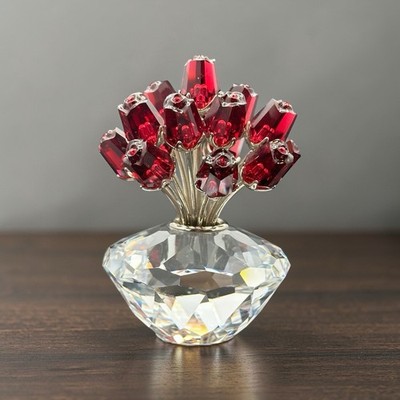 Swarovski Vase of Red Roses Bouquet Crystal Figurine 15th Anniversary 283394