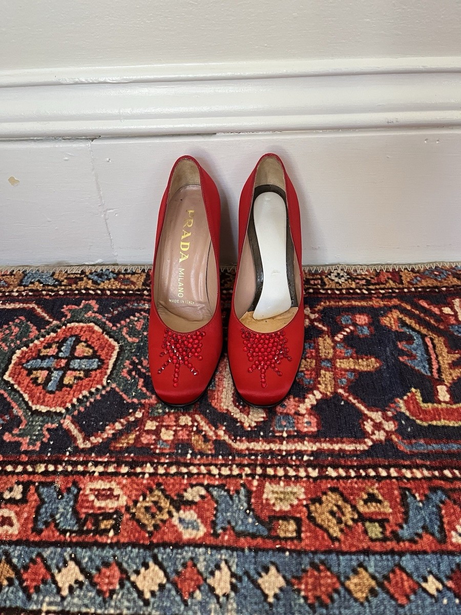 Vintage 90s Red Silk Satin Prada Heels | eBay