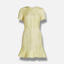 Stella McCartney Women's Green Feather Silk Flounce Minidress Size 42