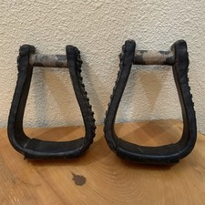 2-Saddle Vintage Stirrups. Leather over some kind of metal.