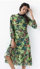 Anthropologie Samant Chauhan Raquela Maxi Dress XS MIDI- LONG SLEEVE
