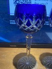 Set of 2 Blue Bohemian Czech Style Cut Crystal/Glass Wine Goblets (tc) — photo 2