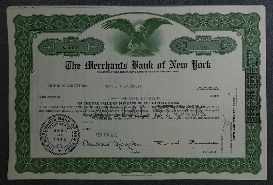 50 X The Merchants Bank of New York 1960er diverse Nennwerte - Bild 1 von 1
