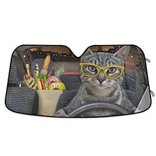Car Windshield Sunshade Reflective Blocks Sun Visor Protector Funny Driver Cat