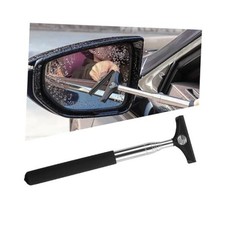 Car Rearview Mirror Wiper, Retractable Auto Side Mirror Squeegee with Black