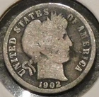 Silver Dime - Barber - 1902-O (Black tarnish, Rev rim ding.) - Set Break