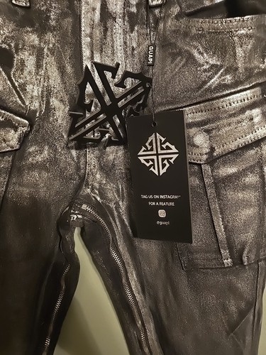 GUAPI Obsidian Sliver Metallic Stacked Streetwear Pants Adult Size 30 - Picture 3 of 10