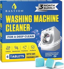 Bastion Washing- Machine Cleaner, Deodorizer,  Descaler 6-Pack - 3 Month Supply