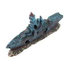 Aquarium Resin Warship Ornament for Fish Tank Decoration with Swimming Chambers